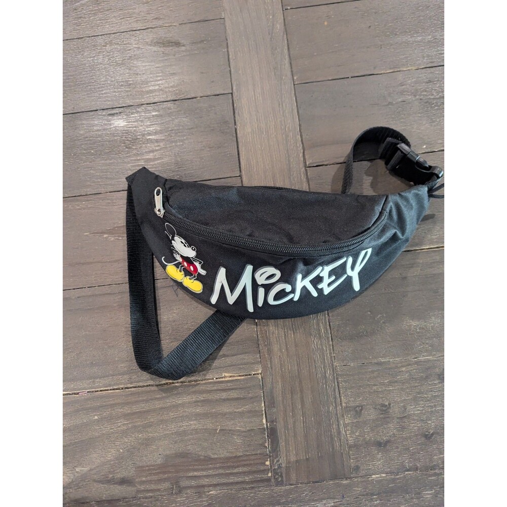 Mickey Mouse Disney Fanny Pack Bag Shoulder Crossbody Black EUC